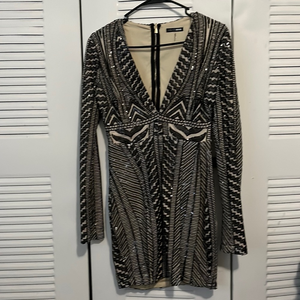 Sequin black and nude dress